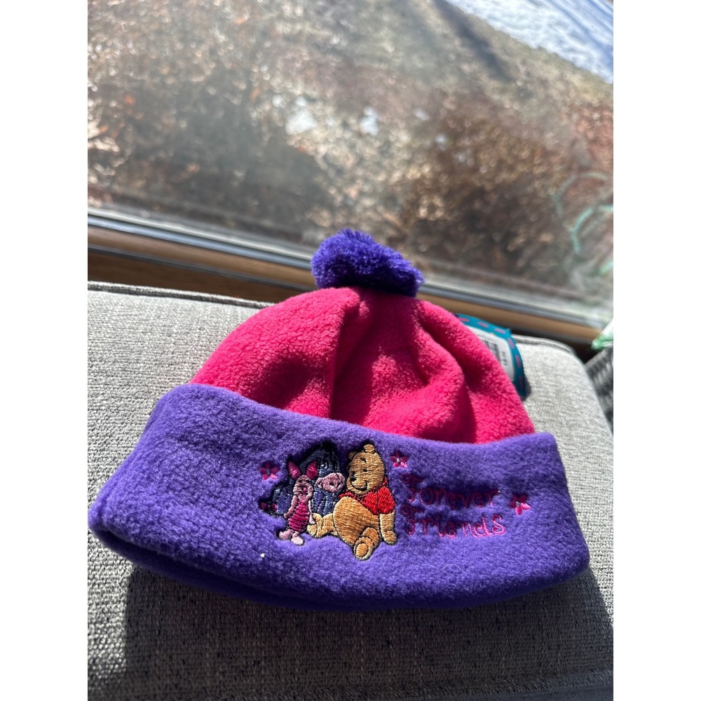 Disney Winnie the Pooh Piglet Friends Fleece Beanie Hat Toddler Kids Purple Pink